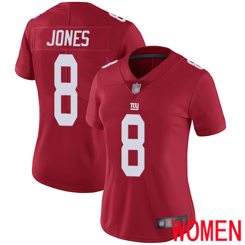 Women New York Giants 8 Daniel Jones Red Limited Red Inverted Legend Football NFL Jersey